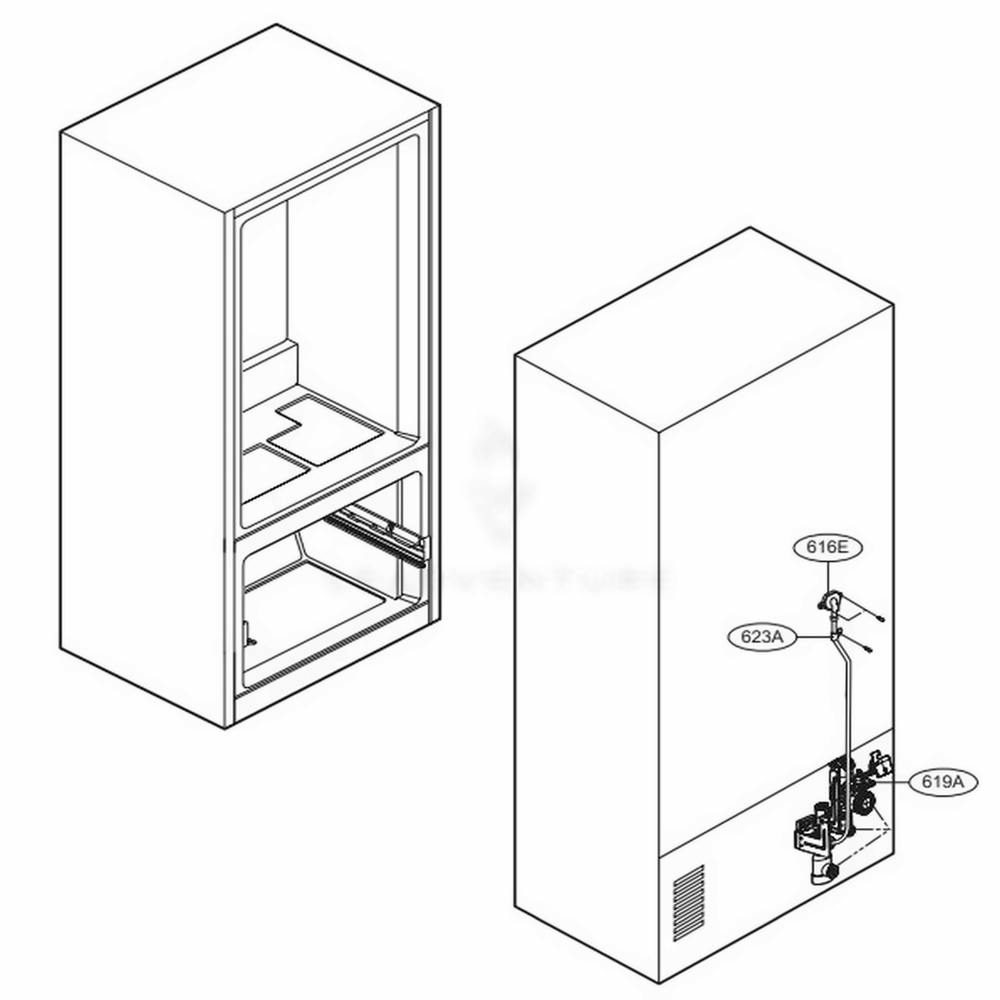 Valve And Water Tube Parts Diagram and Parts List for LFCC22426S ASTCNA2 LG Refrigerator