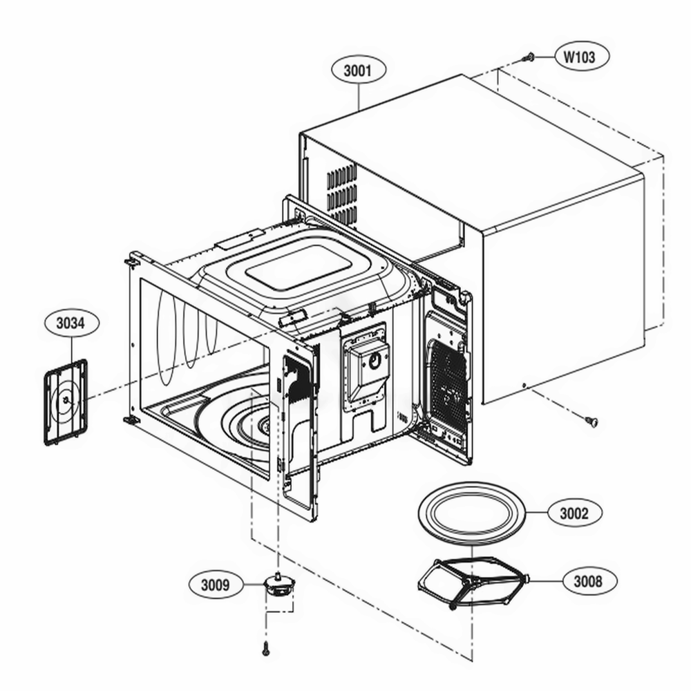 Oven Cavity Parts Diagram and Parts List for LSRM2085ST CSSESTD LG Range