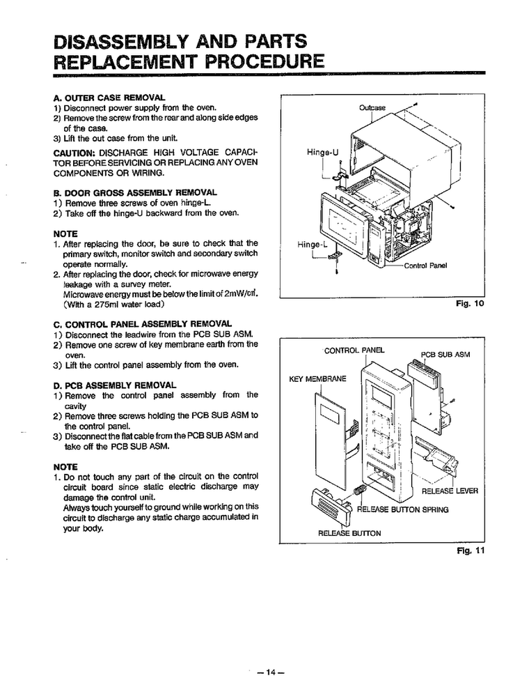 Disassembly/parts Replacement Diagram and Parts List for MA-1164M  LG Microwave