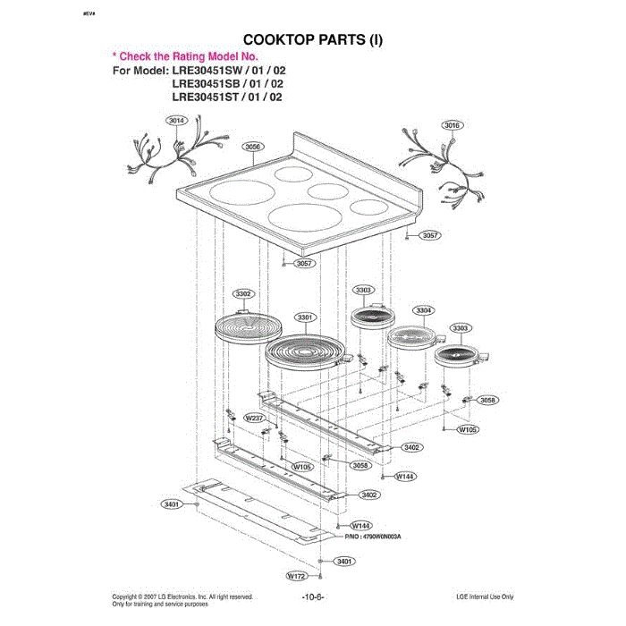 Section 3 Diagram and Parts List for LRE30451ST ASTELGA LG Range
