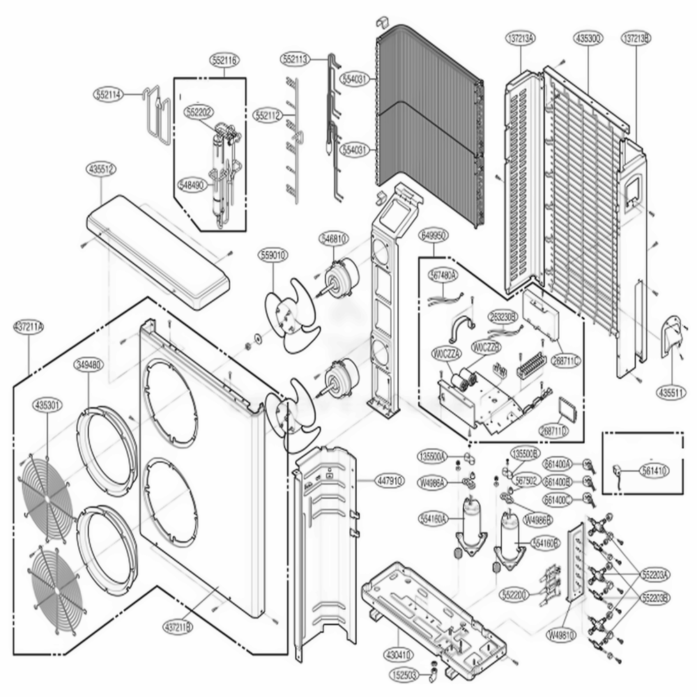 Main Diagram and Parts List for AMMH36FA1 AWGAHCI LG Air Conditioner
