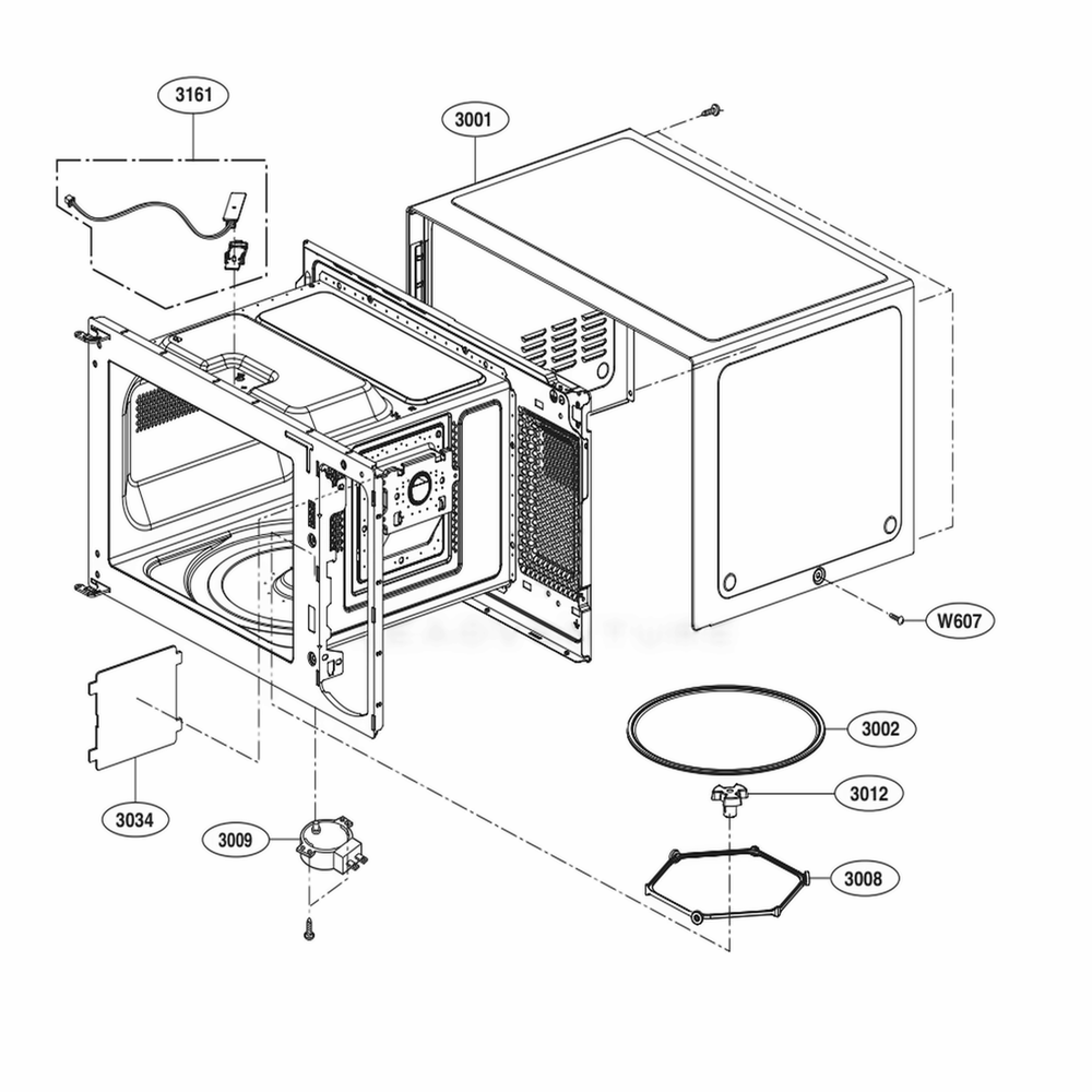 Oven Cavity Parts Diagram and Parts List for LMC1575SB CB1ELNA LG Range