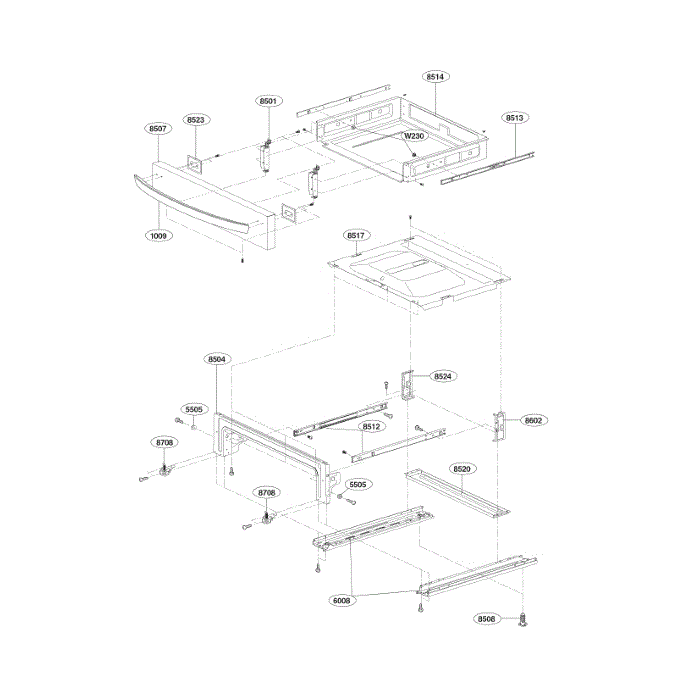 Drawer Diagram and Parts List for LSE4613ST 00 LG Range