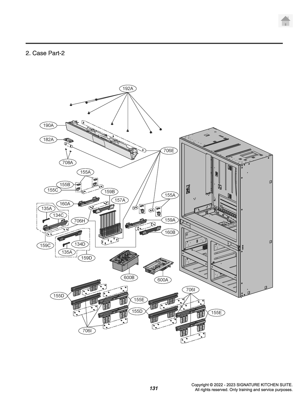 Case Part-2 Diagram and Parts List for GR-825FGPRM ASWCNA0 LG Refrigerator