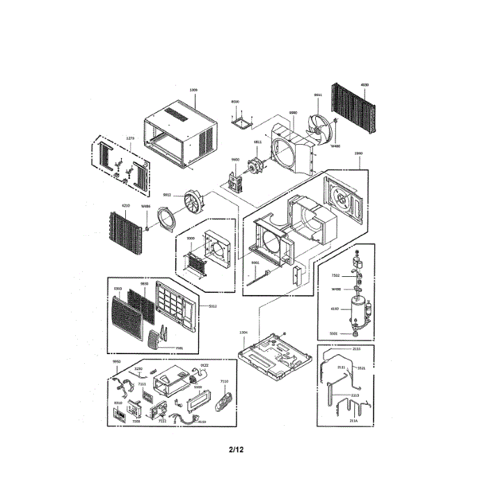 Exploded View Diagram and Parts List for LWHD7000HRY7 00 LG Air Conditioner