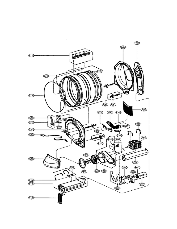 Drum/motor: Electric Type Diagram and Parts List for DLE3777E  LG Dryer