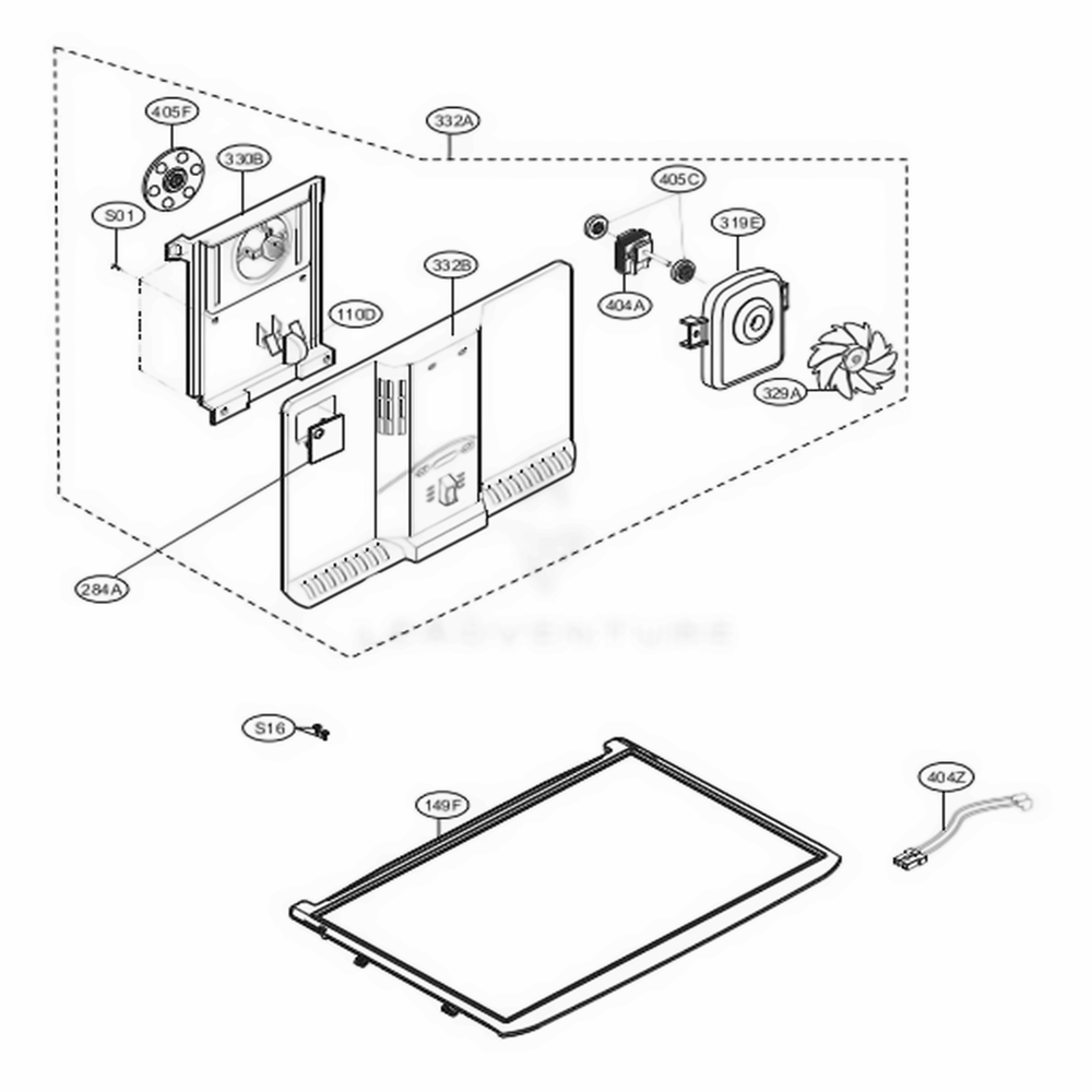 Freezer Parts Diagram and Parts List for 78032 ASWCSE4 LG Refrigerator