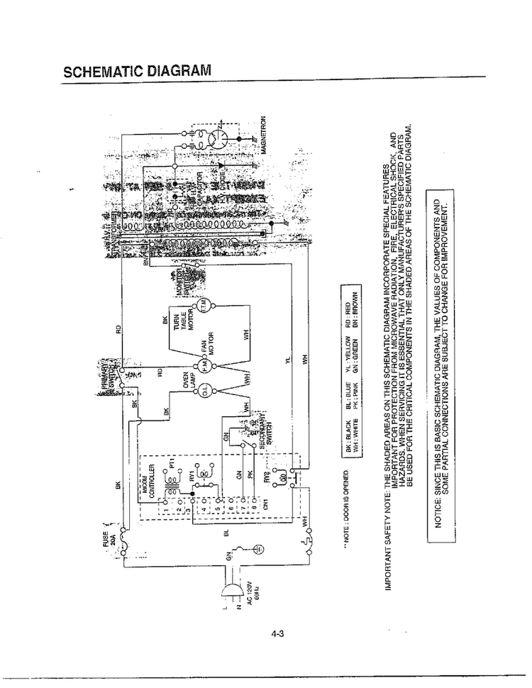 Operating Instructions Page 3 Diagram and Parts List for MA-1905W  LG Microwave