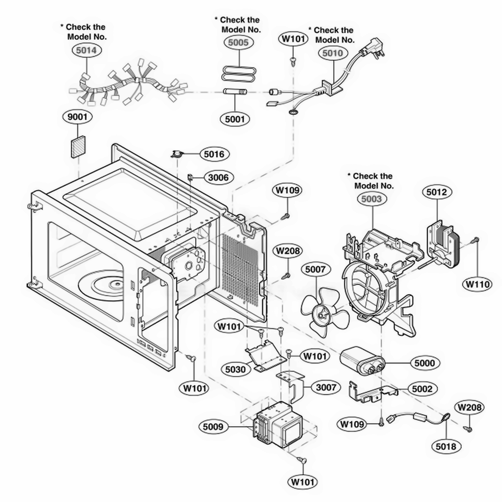 Interior Parts 1 Diagram and Parts List for 62462 CW1ESEA LG Wall Oven