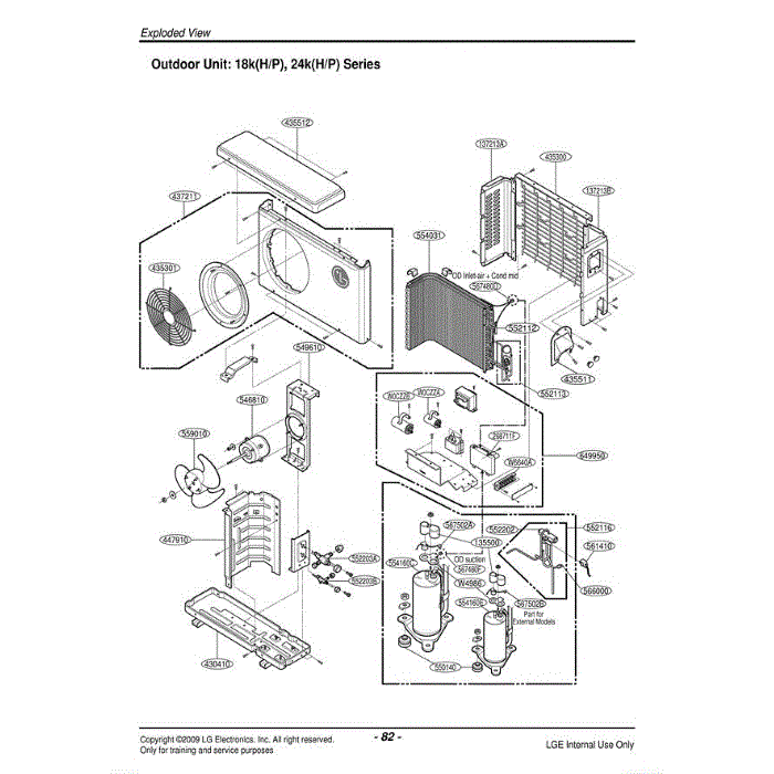 Section Diagram and Parts List for LSU180HE AWHAEUS LG Air Conditioner