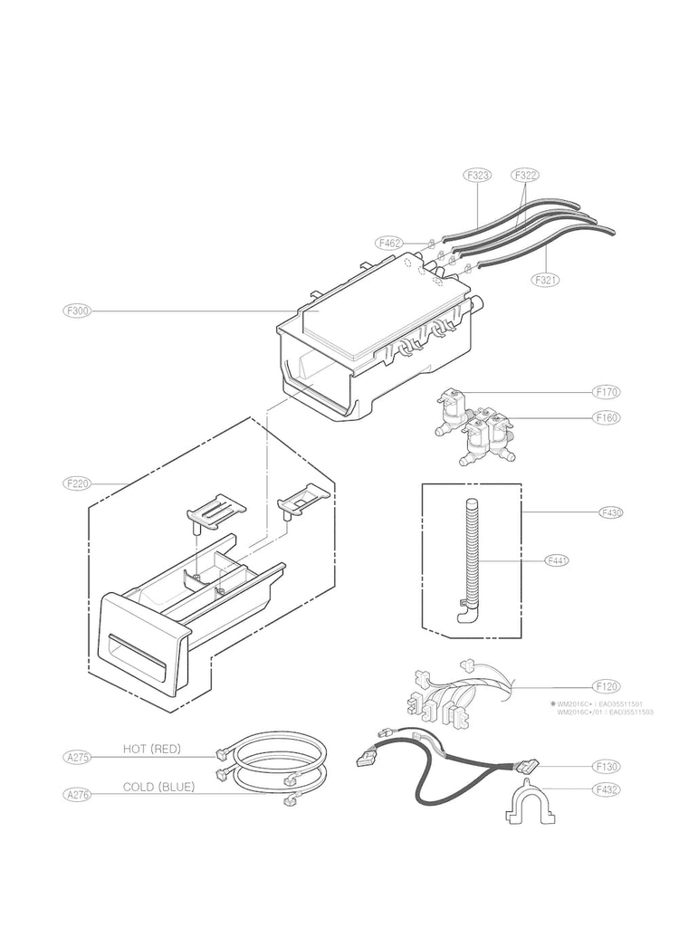 Dispenser Parts Diagram and Parts List for WM2016CW 00 LG Washer