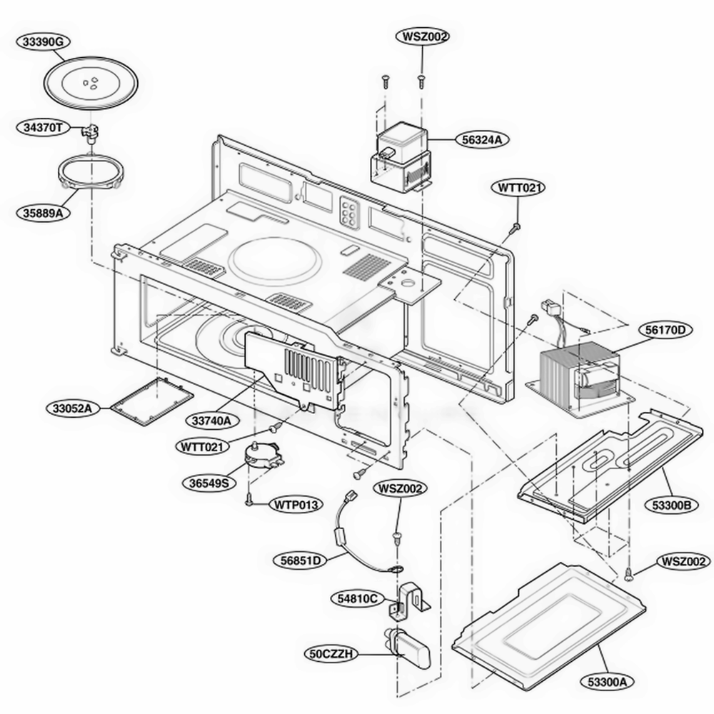Interior Parts 3 Diagram and Parts List for MV1501BQ KBSEGSE LG Wall Oven
