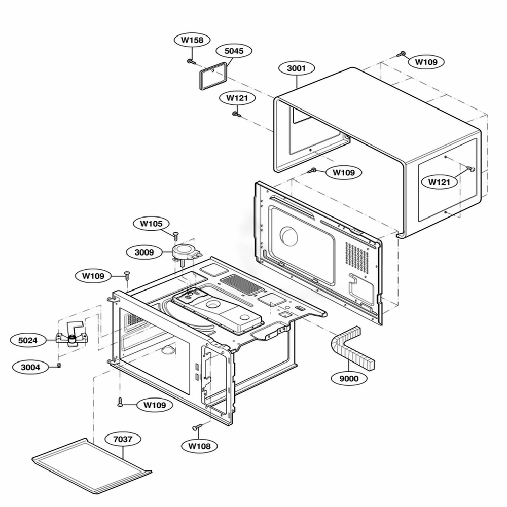 Oven Cavity Parts Diagram and Parts List for RCS10PBDA AGREAMA LG Range