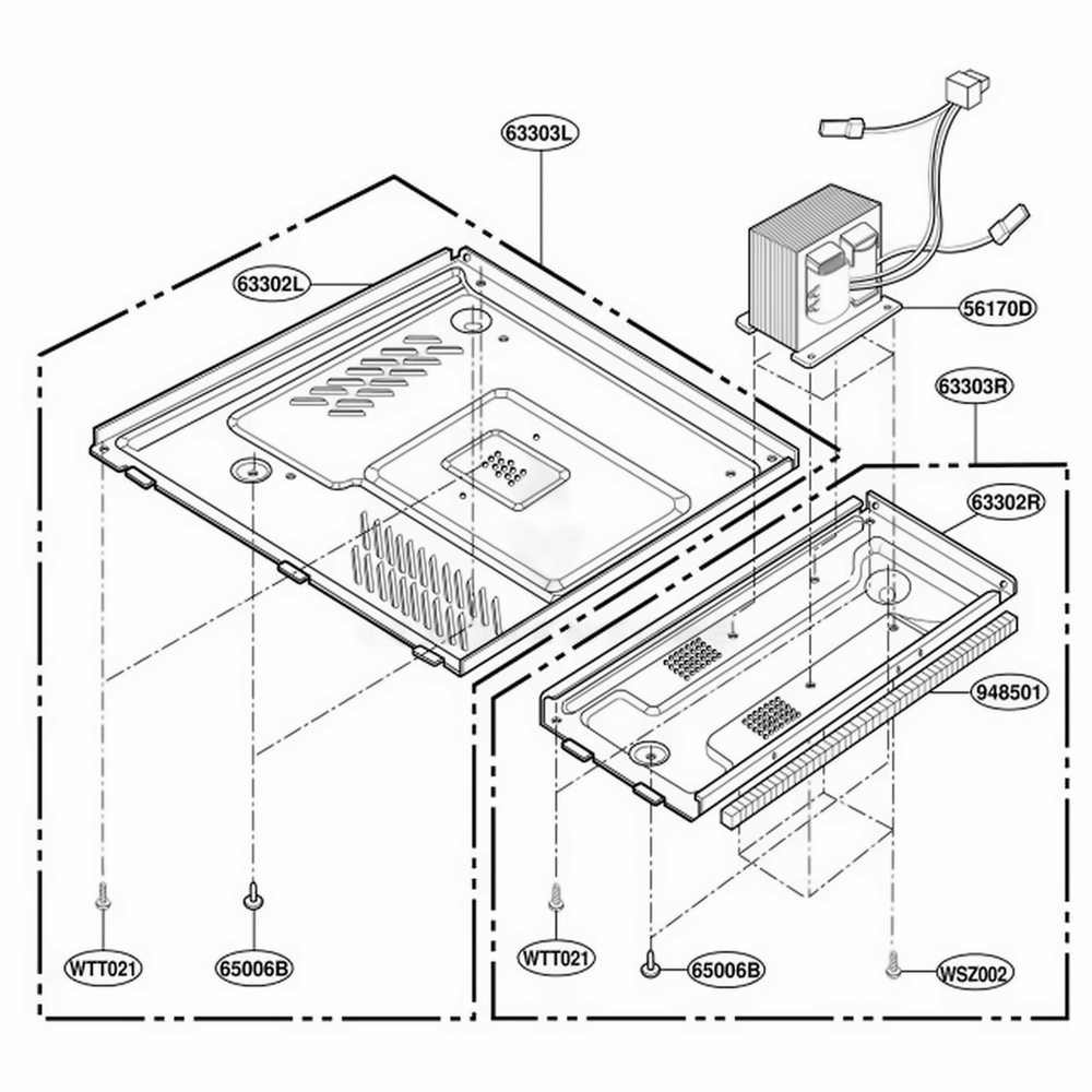 Base Plate Parts Diagram and Parts List for MK1195XGQ MWEWRP LG Microwave