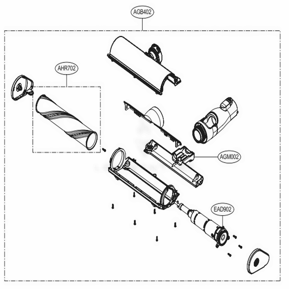 Carpet Nozzle Diagram and Parts List for A927KGMS AIGELGA LG Canister Vacuum