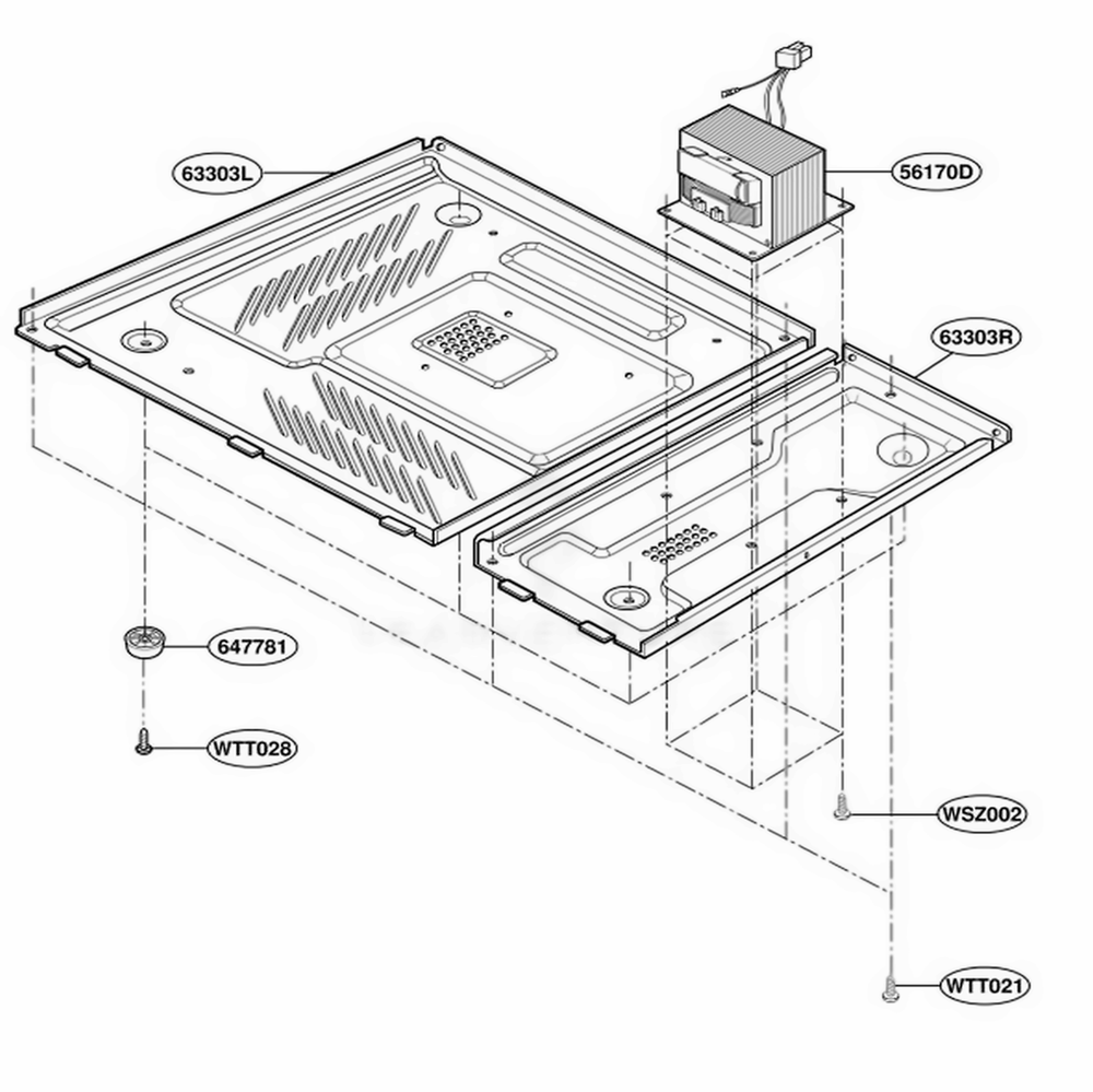 Base Plate Parts Diagram and Parts List for MT1110SKQ KWHEWRP LG Wall Oven