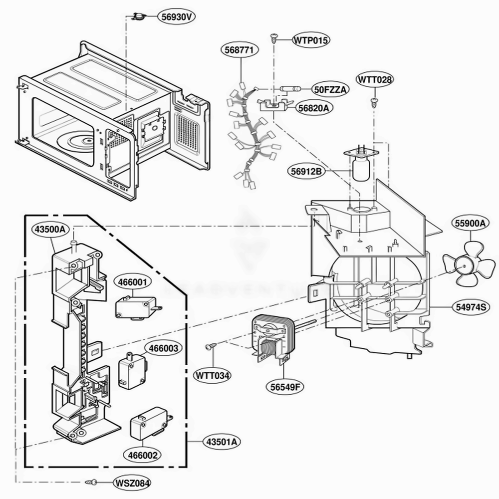 Suction Guide Parts Diagram and Parts List for YMT1130SGB SGEWPC LG Range