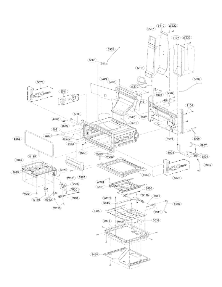 Upper Cavity Parts Diagram and Parts List for LDG3037ST  LG Range