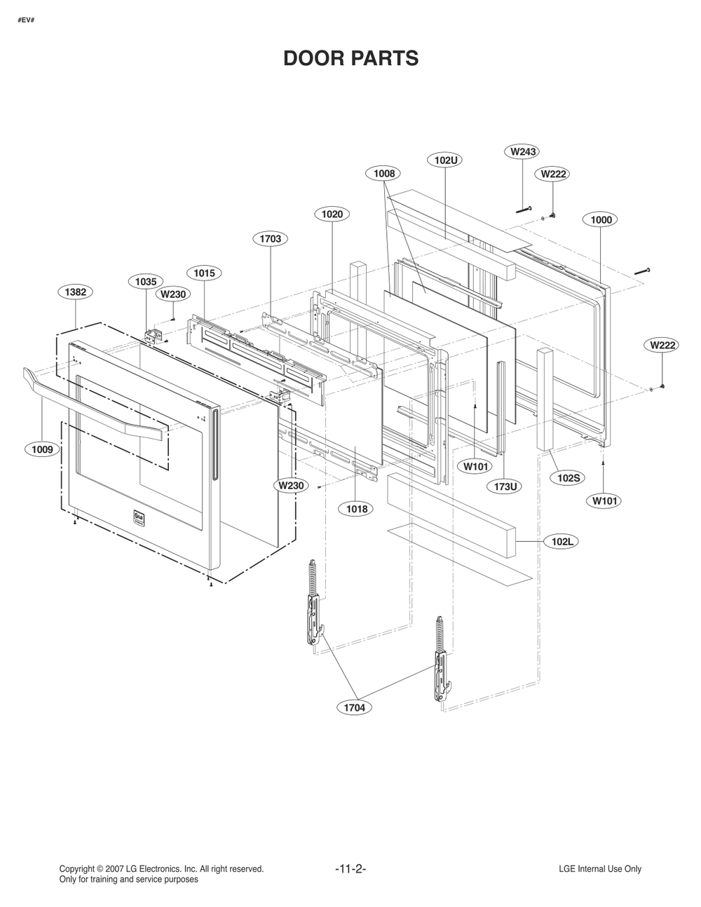 Door Parts Diagram and Parts List for FS1787US AB6LSTD LG Range