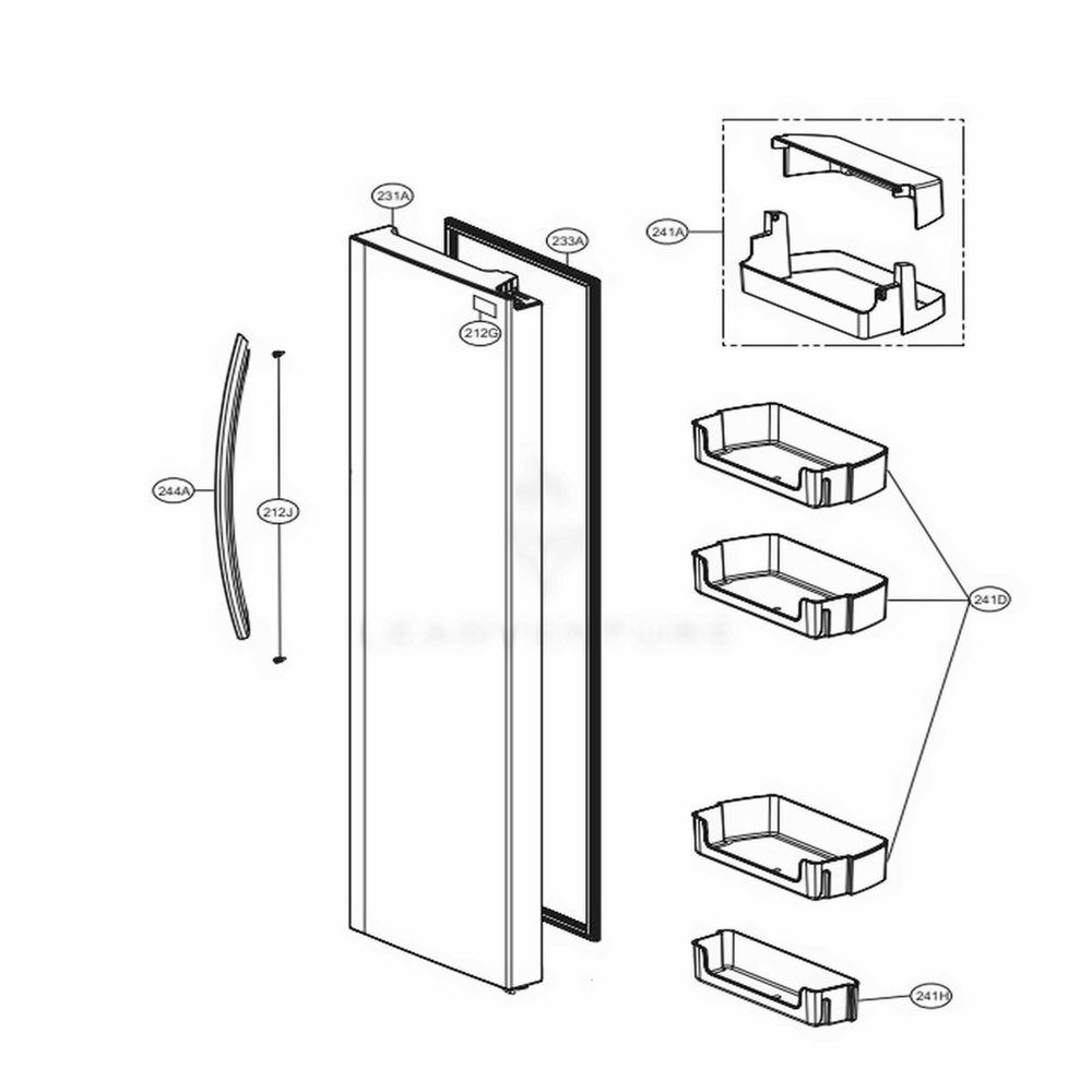 Refrigerator Compartment 1 Diagram and Parts List for LSXS26326S ASTCNA4 LG Refrigerator