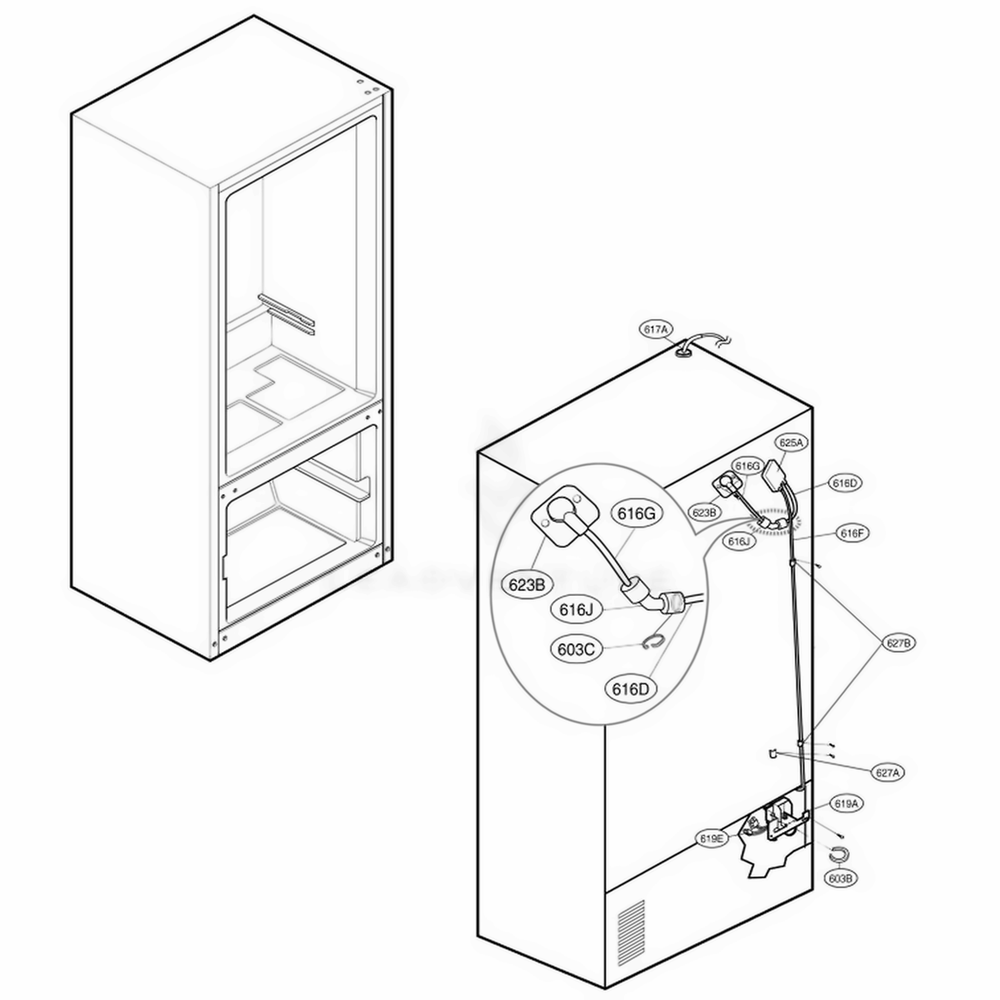 Icemaker Parts Diagram and Parts List for LFX21975ST AST2LGA LG Refrigerator