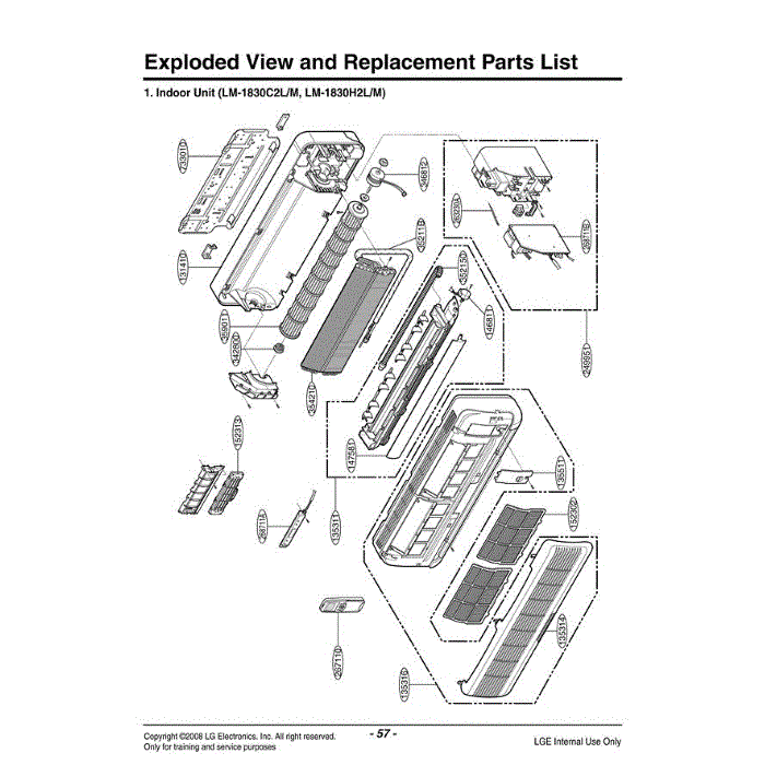 Section 1 Diagram and Parts List for LM-1830C2L AMB6CND LG Air Conditioner