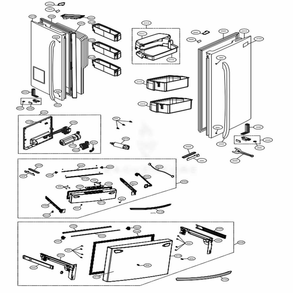 Door Parts Diagram and Parts List for 72483 ASTCSE2 LG Refrigerator