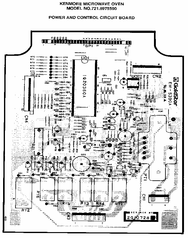 Power And Control Circuit Board Diagram and Parts List for 7218975590  Kenmore Microwave