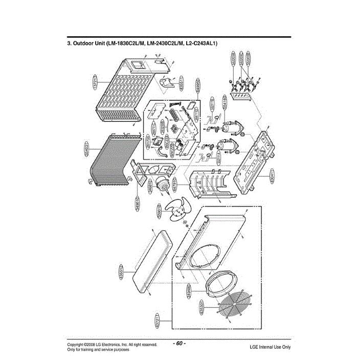 Section 1 Diagram and Parts List for LM-2430C2L AMB6EUS LG Air Conditioner