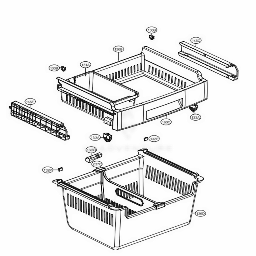 Freezer Parts Diagram and Parts List for LFC22770ST ASTCNA1 LG Refrigerator