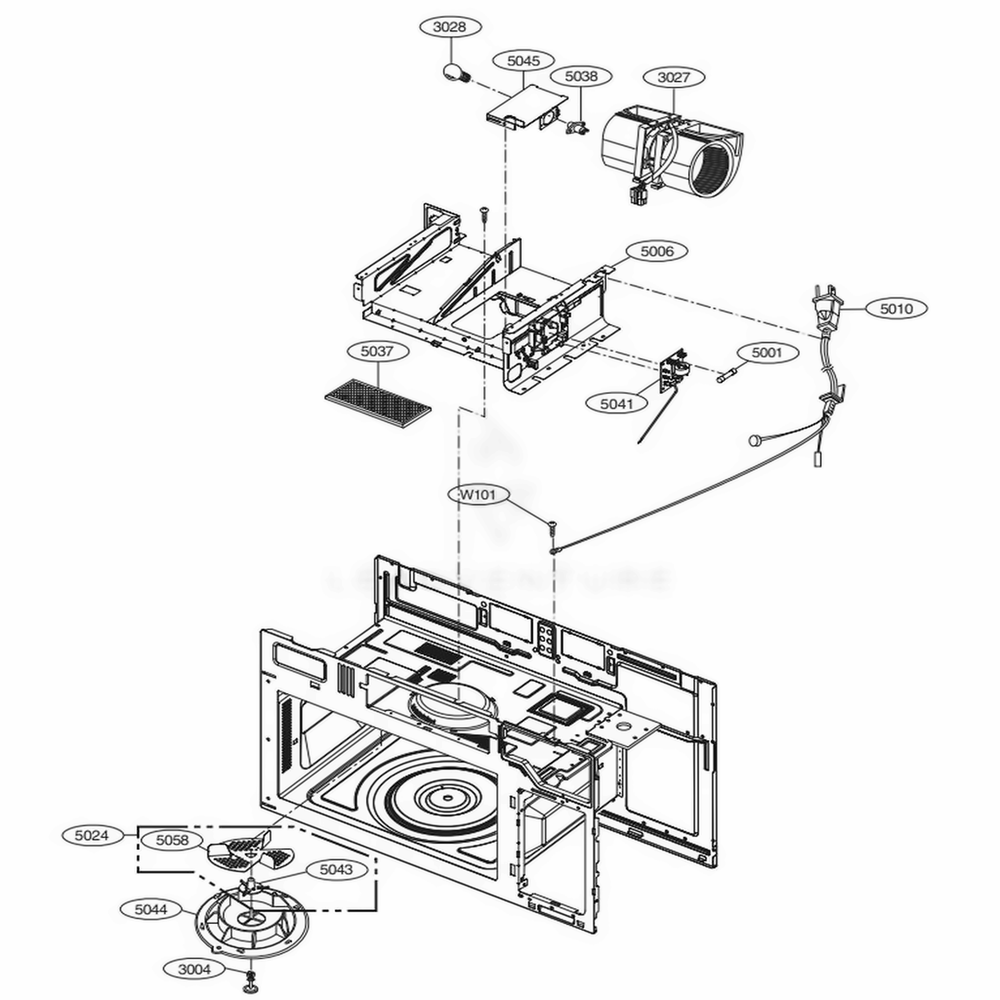 Interior Parts 2 Diagram and Parts List for LMV1762SW CWHELGA LG Microwave
