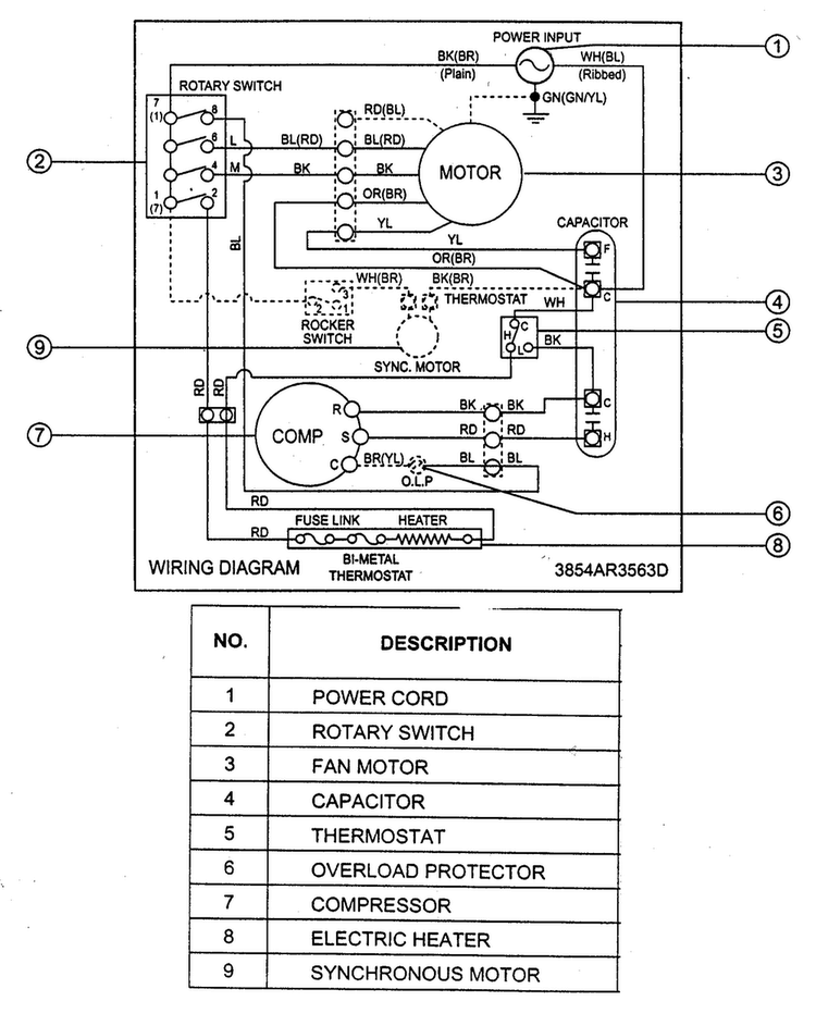 Wiring Diagram Diagram and Parts List for R1803H  LG Air Conditioner