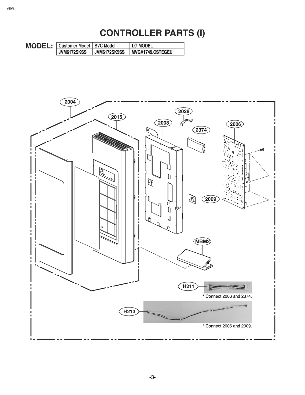 Controller Parts 1 Diagram and Parts List for JVM6172SKSS CSTEGEU LG Microwave Oven Combo