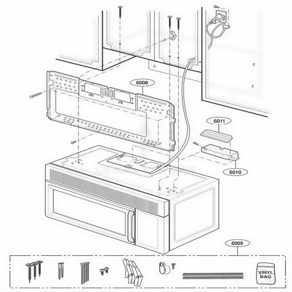 Installation Parts Diagram and Parts List for JVM1640WJ AW1EGEU LG Range