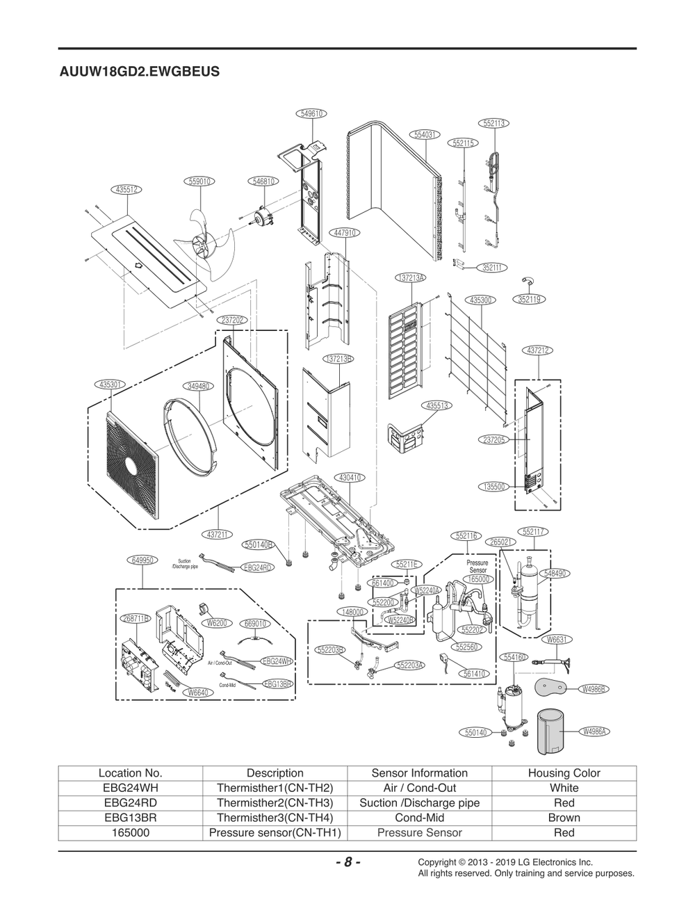 Diagram 1 Diagram and Parts List for AUUW18GD2 EWGBEUS LG Air Conditioner