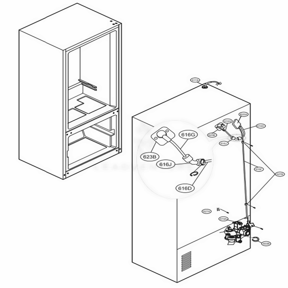 Valve And Water Tube Parts Diagram and Parts List for LFX25974SW ASWCNA4 LG Refrigerator
