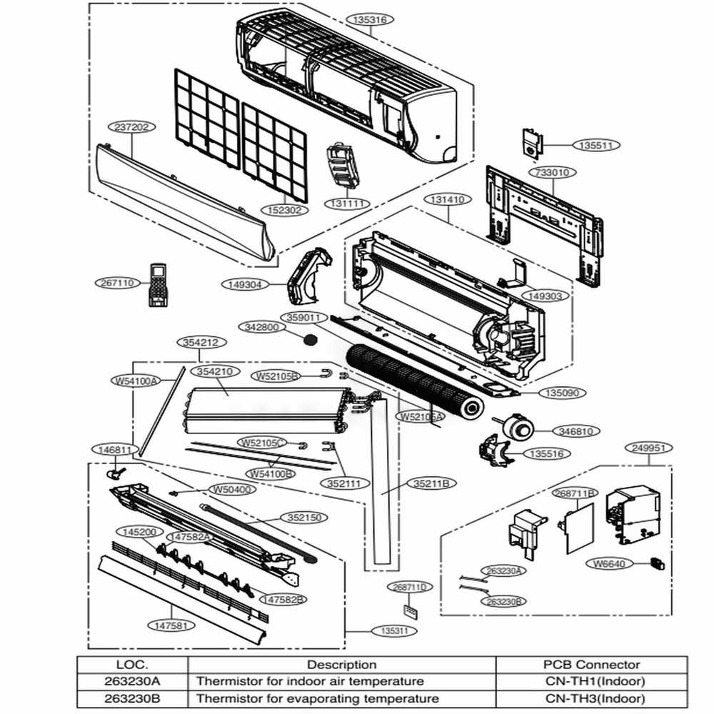 Indoor Unit Diagram and Parts List for LSN090HEV ANWBEUS LG Air Conditioner