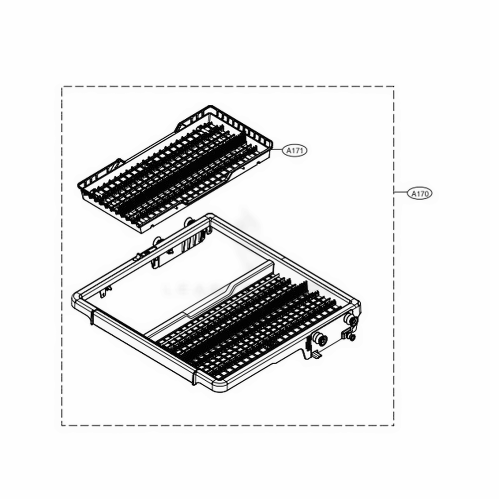 Third Rack Assembly Diagram and Parts List for LSDF9963ST ASTEEUS LG Dishwasher
