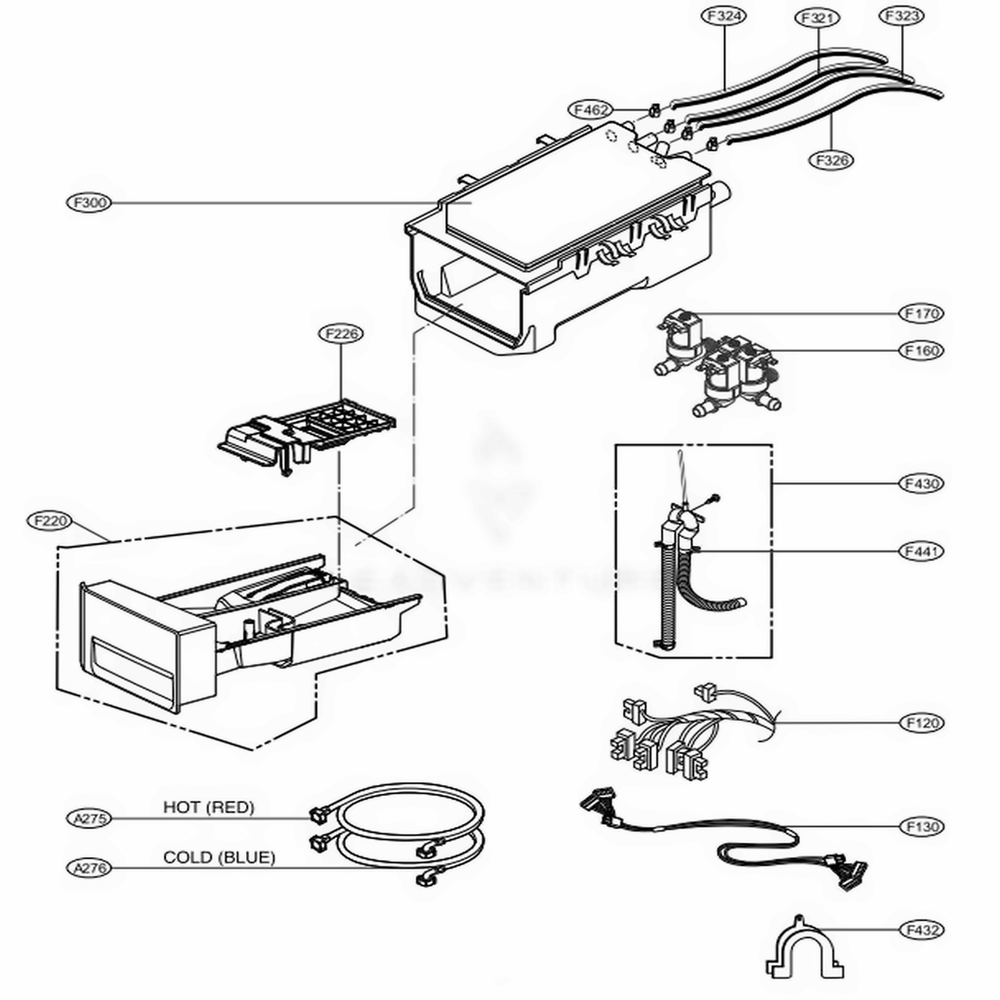 Dispenser Assembly Diagram and Parts List for GCW1069QD ABWEELC LG Washer