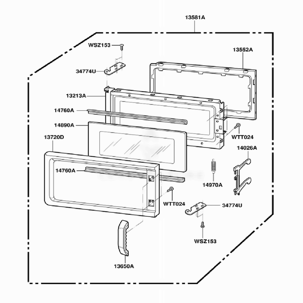 Door Parts Diagram and Parts List for JMV9118AAQ ABSEJEN LG Range