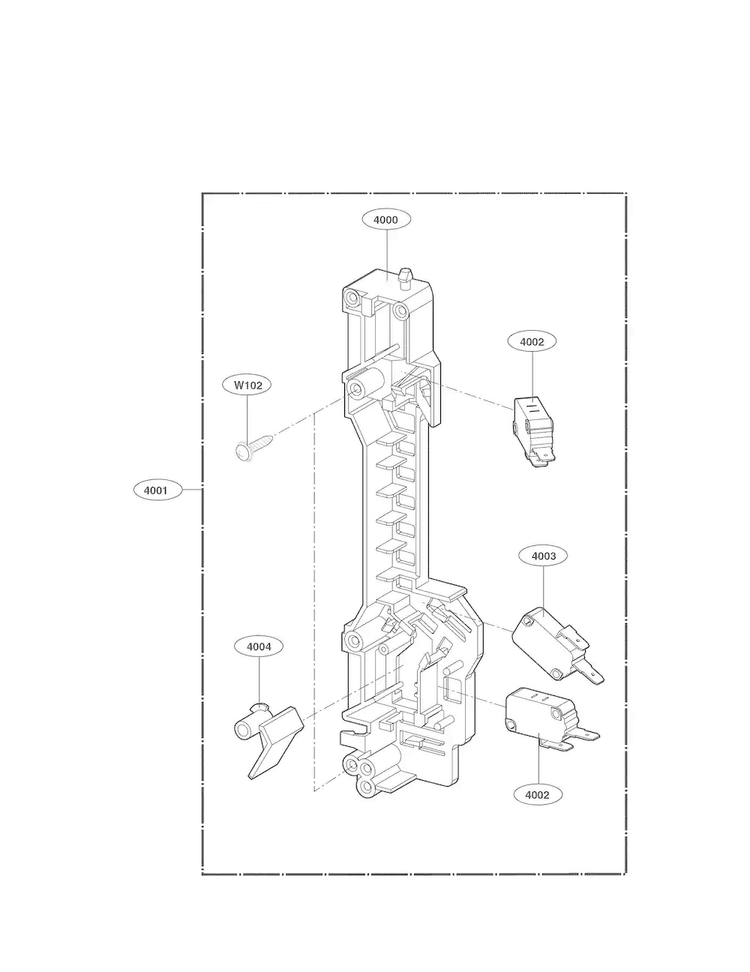 Latchboard Parts Diagram and Parts List for LMV1831ST  LG Microwave