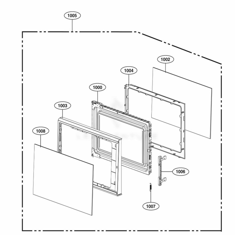 Door Parts Diagram and Parts List for LCS1114SB CBKEBBY LG Range