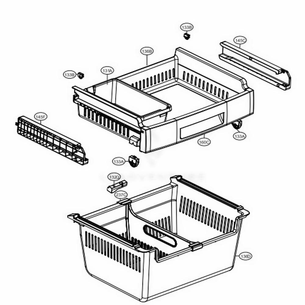 Freezer Parts Diagram and Parts List for 71323 ASTCSE3 LG Refrigerator