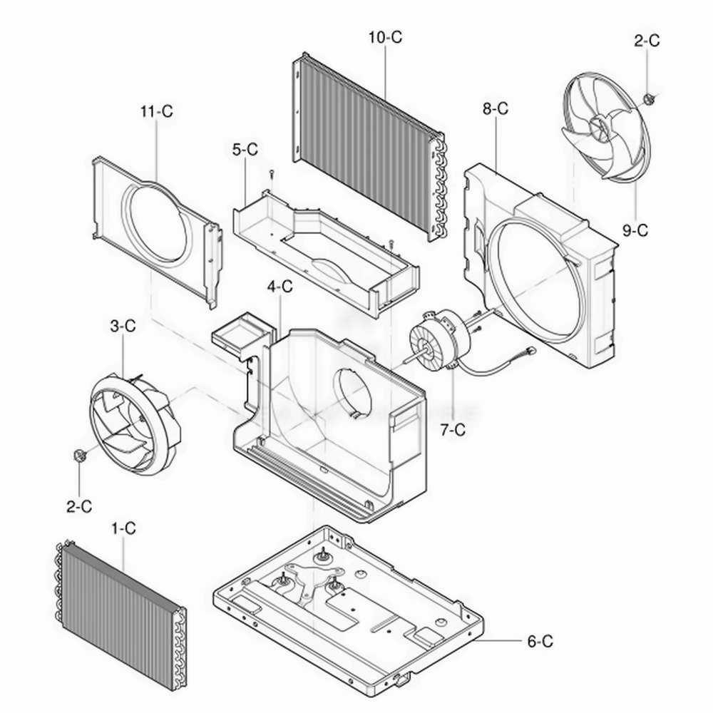 Air Handling And Cycle Parts Diagram and Parts List for 580 AWYASRU LG Air Conditioner