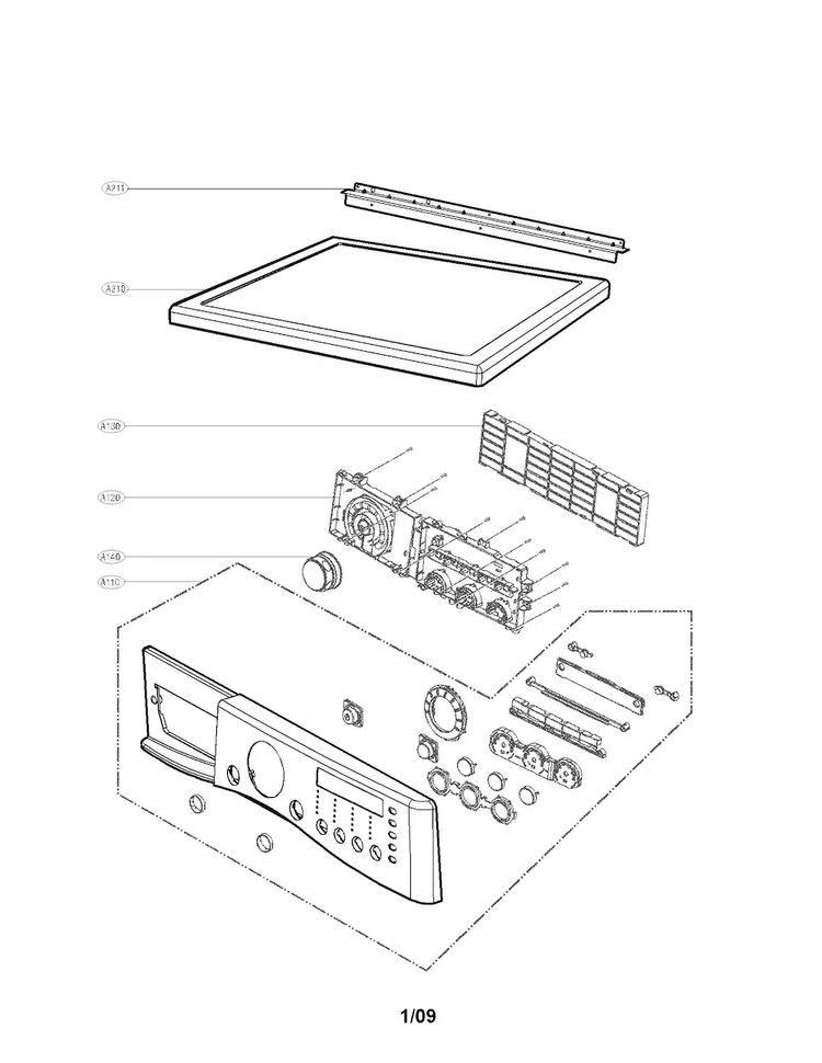Control Panel And Plate Assy Diagram and Parts List for DLEX8377N  LG Dryer
