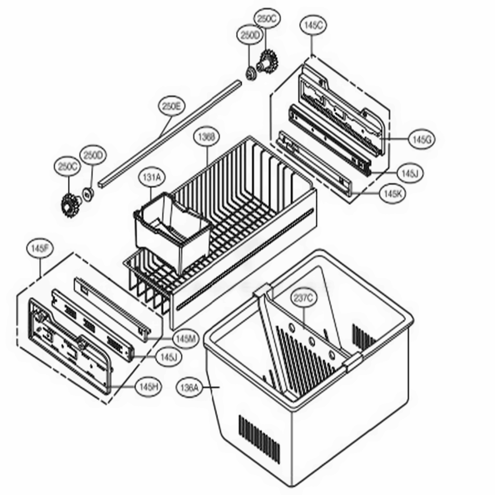 Freezer Parts Diagram and Parts List for 71603 ASTCSE5 LG Refrigerator