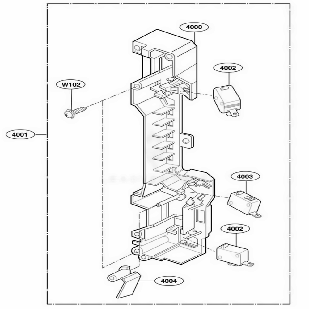 Latch Board Parts Diagram and Parts List for 80802 AWHESEA LG Microwave