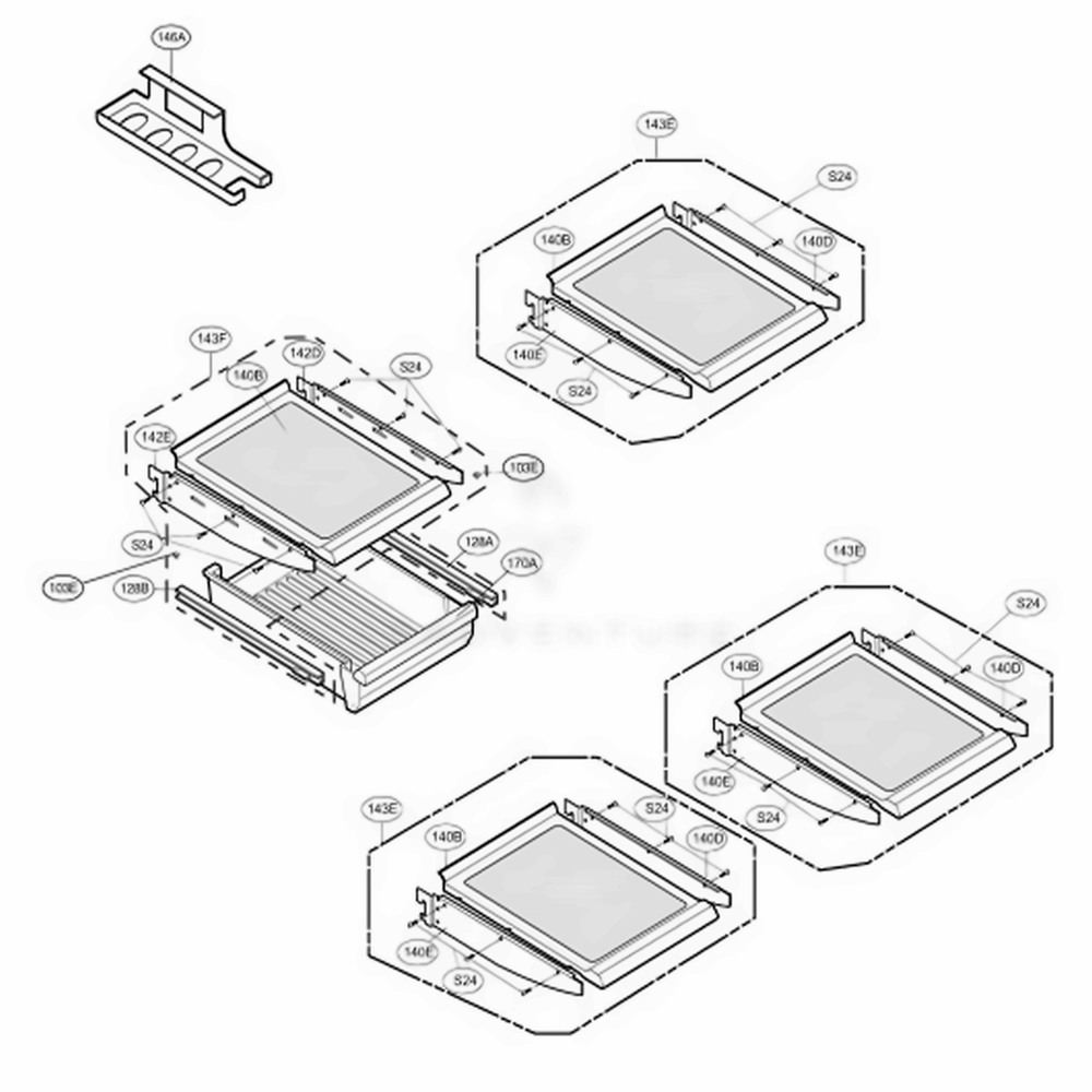 Refrigerator Parts 2 Diagram and Parts List for LRDC20731ST ASTCLGY LG Refrigerator