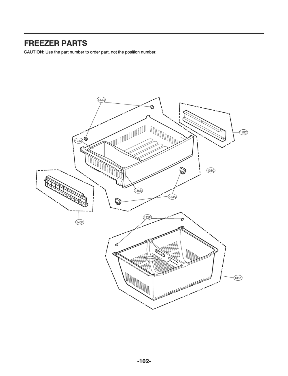Freezer Parts Diagram and Parts List for GR-X288NKSM ASBCNA2 LG Refrigerator
