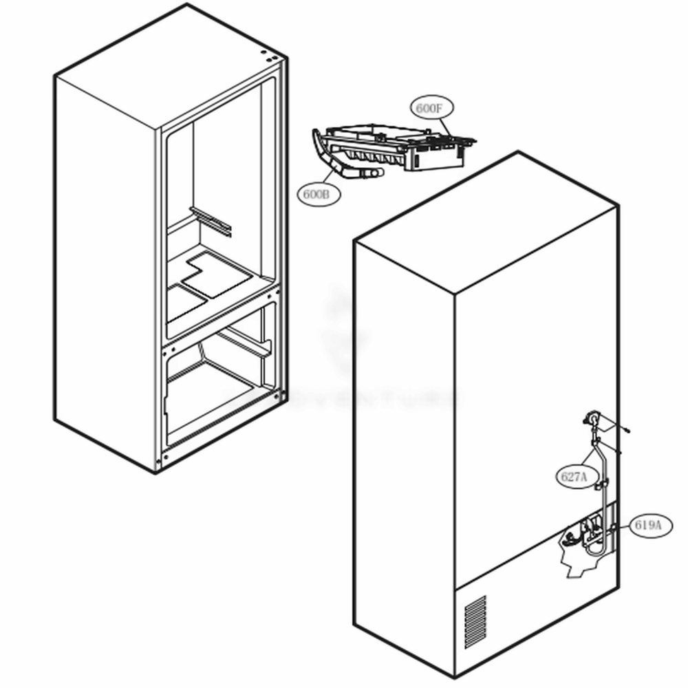Icemaker Parts Diagram and Parts List for 71604 ABICSE3 LG Refrigerator